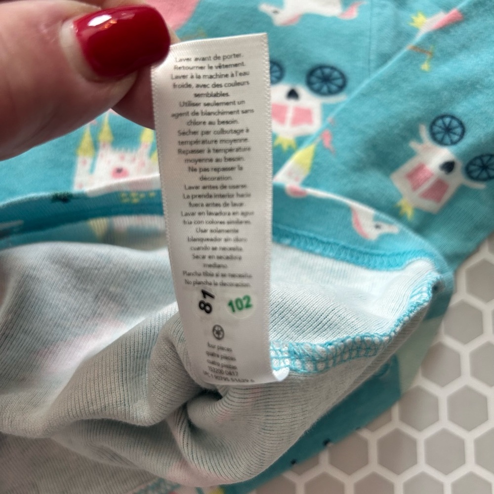 Carter's Teal Princess & Unicorn Pajama Set with Pink Accents Size 2T - Picture 8 of 9